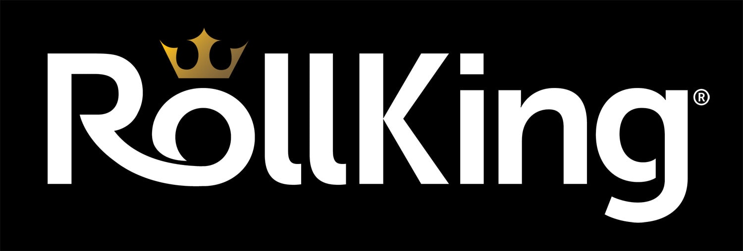 Rollking branding design with golden crown above the 'o'