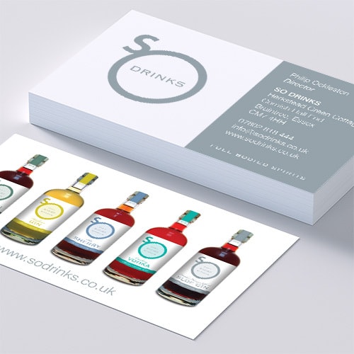 Front and back business card design stacked for So Drinks Thumbnail