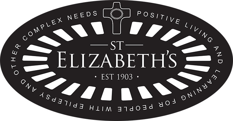 Reversed St Elizabeths with cross and outline with strapline branding design