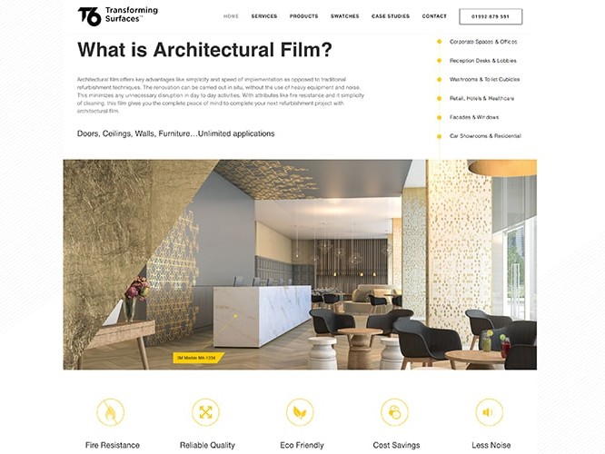 Homepage flat of the T6 responsive website design in desktop view