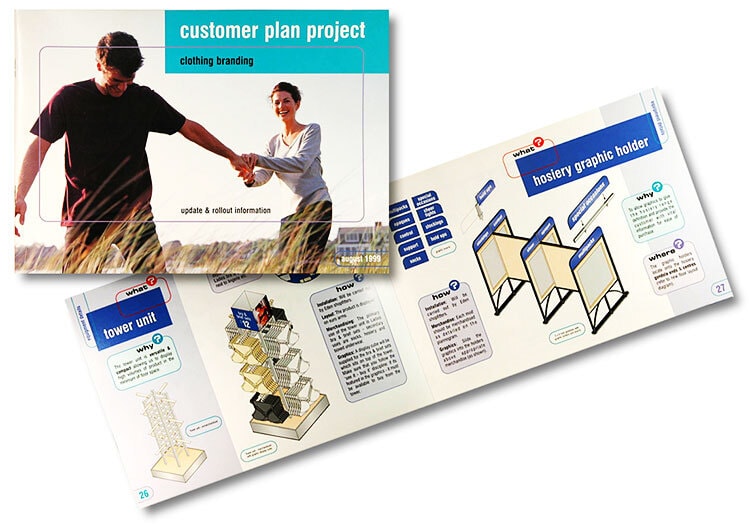 Customer plan project clothing branding brochure print design for Tesco