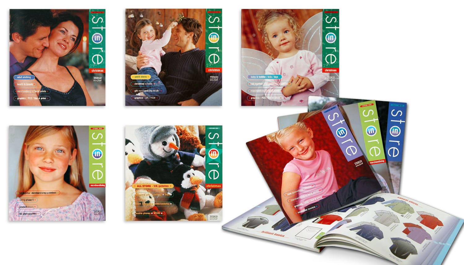 In-store various front cover designs brochure print design for Tesco