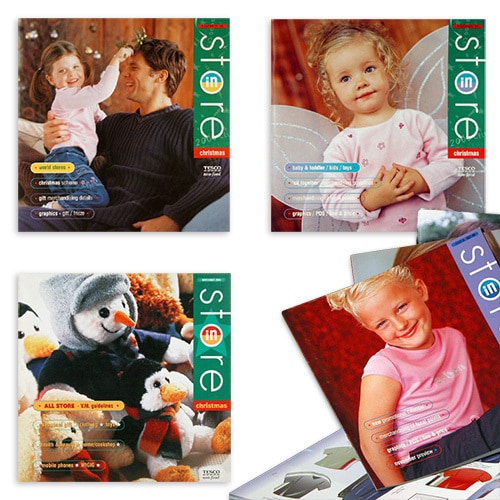 In-store various front cover designs brochure print design for Tesco Thumbnail