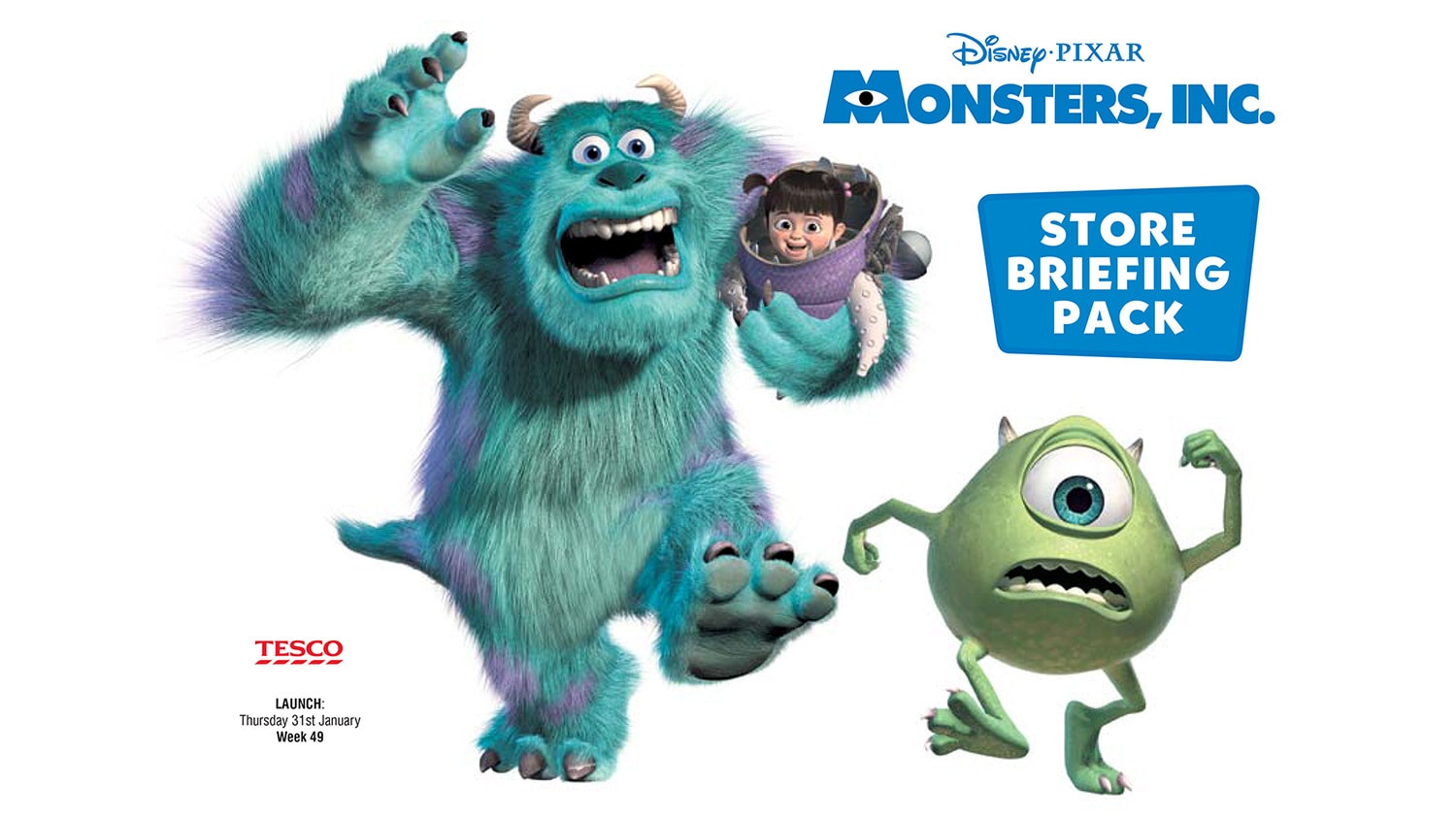 Monsters Inc. briefing pack print design for Tesco