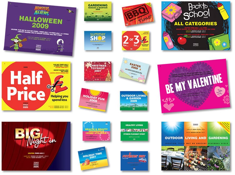 Visual merchandising guidelines covers print design for Tesco