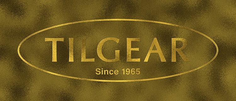 3D Tilgear logo design with a gold foil finish