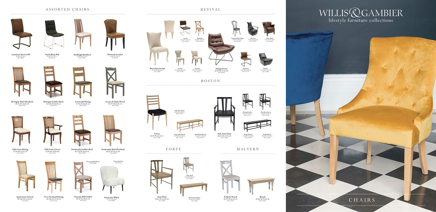 Willis & Gambier 6 page brochure Promotion Design of their chair range