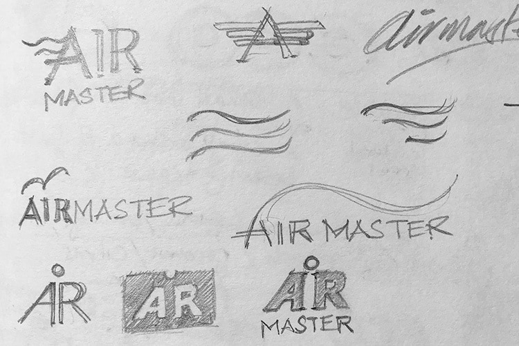 Sketches of CED sub-brand 'Airmaster' logo design