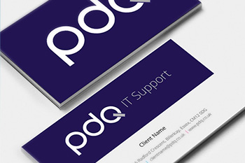 Close of business cards with PDQ logo design